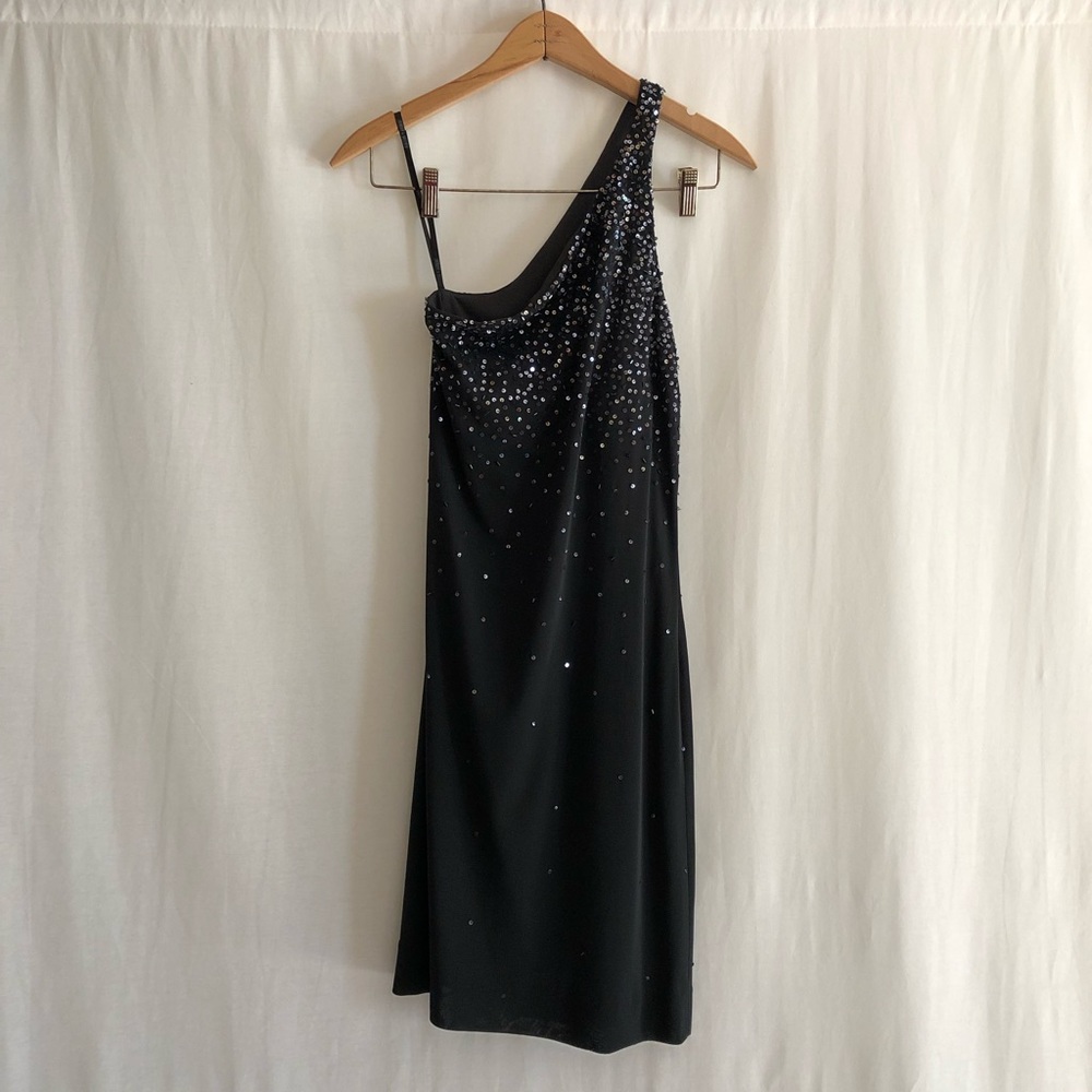 Laundry Black Sequin One Shoulder Dress